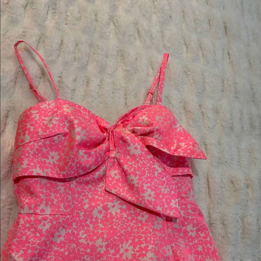 Lilly Pulitzer Pink Floral Dress with Bow Detail - Picture 3 of 9